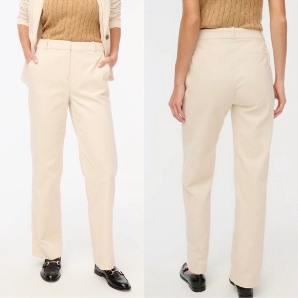 J Crew Factory Wide-leg corduroy trouser Women's Size 10 Tall Ecru Cream Preppy - Picture 1 of 13